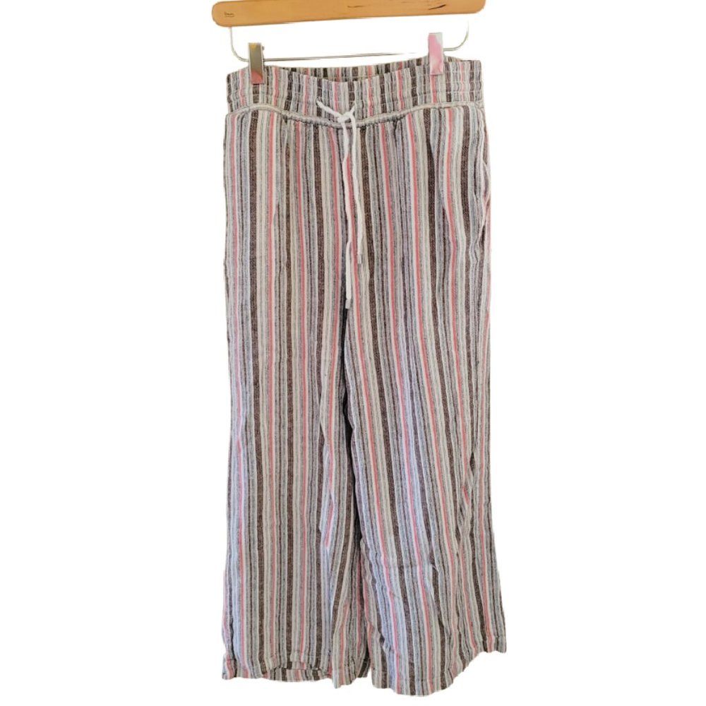 Striped Linen Drawstring Pants by Time and Tru